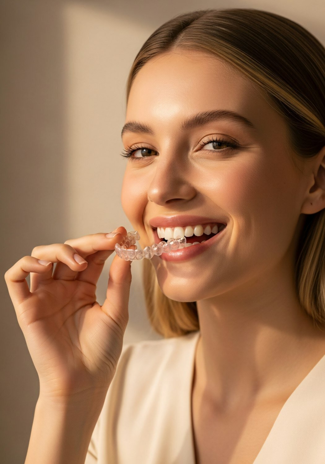 Primo piano di un sorriso dopo trattamento estetico dentale